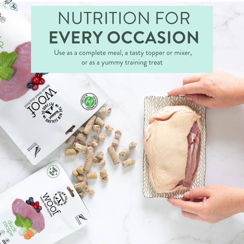 WOOF Duck Freeze Dried Dog Food nutrition