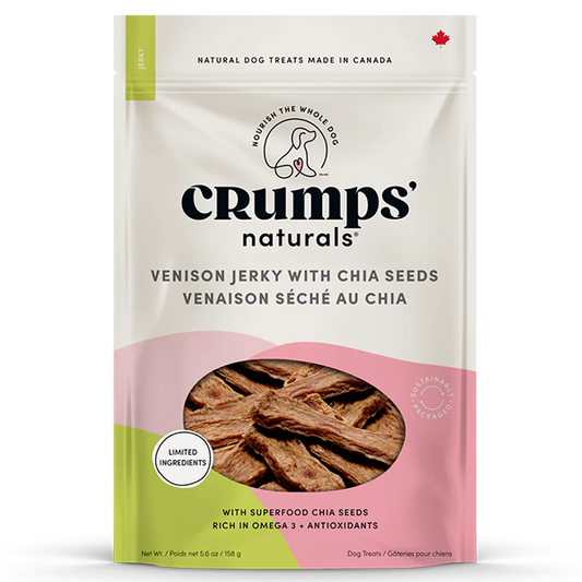 Crumps' Naturals Dog Venison Jerky with Chia Seeds 158g