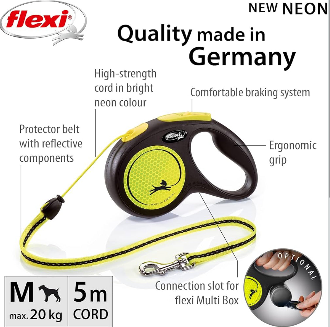 flexi New Neon Dog Corded Leash