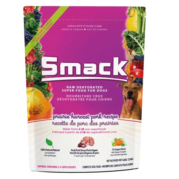 Smack Raw Dehydrated Dog Food - Prairie Harvest Pork Recipe