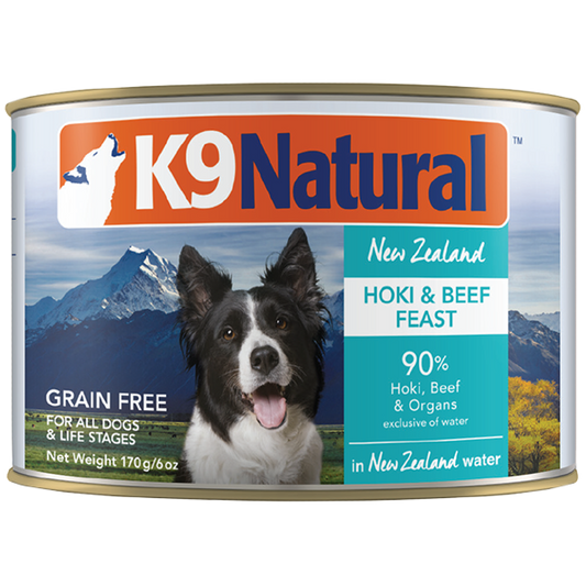 K9 Natural Dog Hoki & Beef 12/6oz Cans