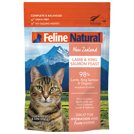 Feline Natural Cat Lamb & King Salmon 12/3oz Pouches