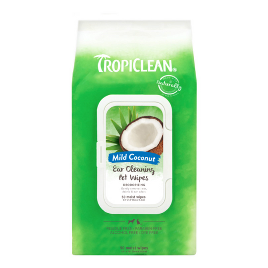 TropiClean Ear Cleaning Wipes Mild Coconut 50 pk