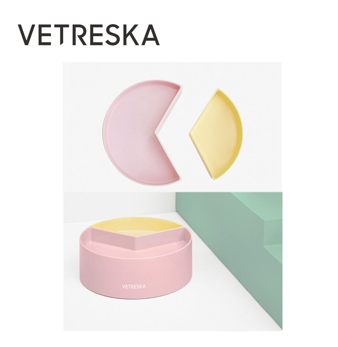 Vetreska Plastic pet bowl- pomelo/melon