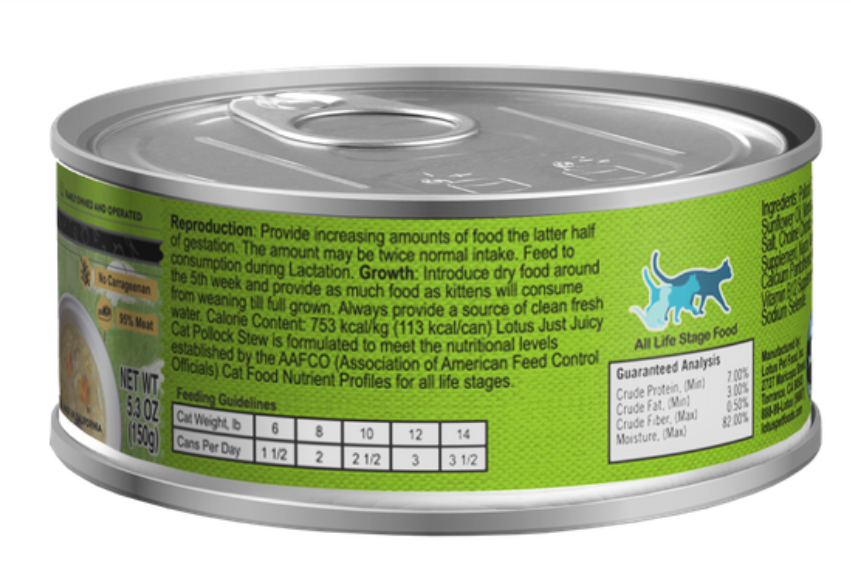 LOTUS Just Juicy Pollock (24 pack) CANNED CAT FOOD
