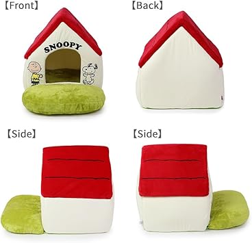 Pet Paradise House, Bed, Snoopy with Garden, Red Roof, Large, 21.3 x 19.7 x 24.4 inches (54 x 50 x 62 cm), Foldable,