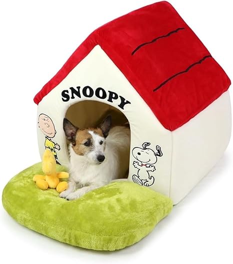 Pet Paradise House, Bed, Snoopy with Garden, Red Roof, Large, 21.3 x 19.7 x 24.4 inches (54 x 50 x 62 cm), Foldable,
