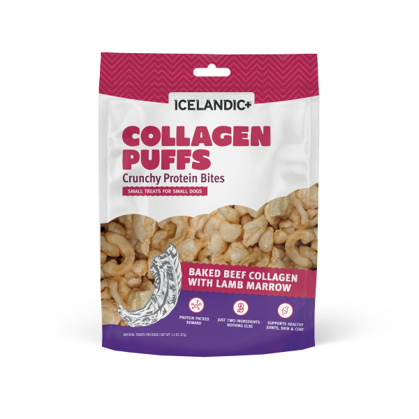 Icelandic+ Dog Beef Collagen Puffs Bites w/Marrow SmDg 1.3oz