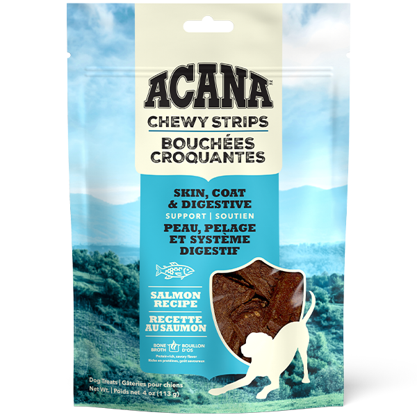 ACANA Dog Treats Chewy Strips Salmon SkinCoat&Dgst Sprt 113g