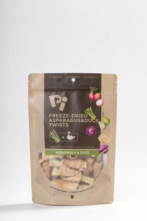 Pi pet Asparagus and duck twists