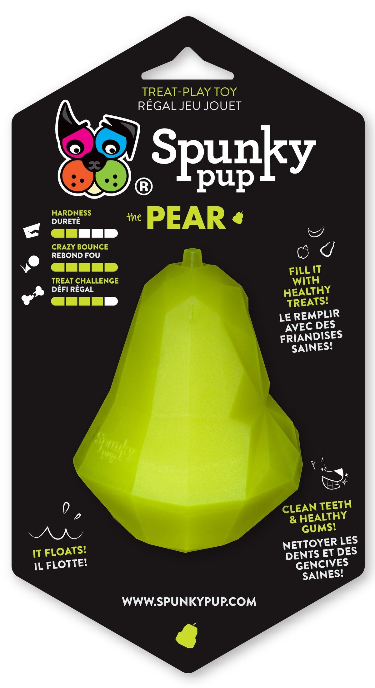 Spunky Pup Treat Holding Pear Dog Toy