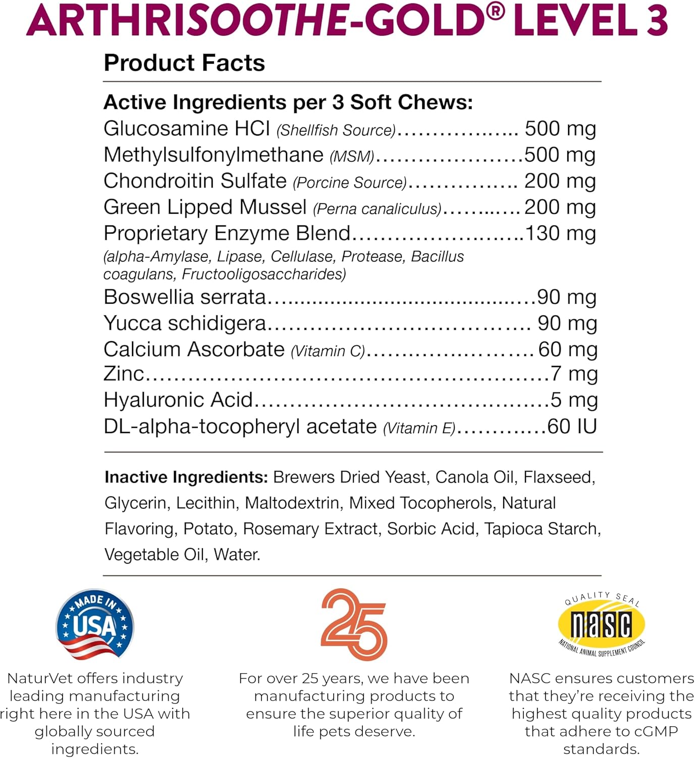 NATURVET Soft Chew ArthriSoothe-GOLD 70CT