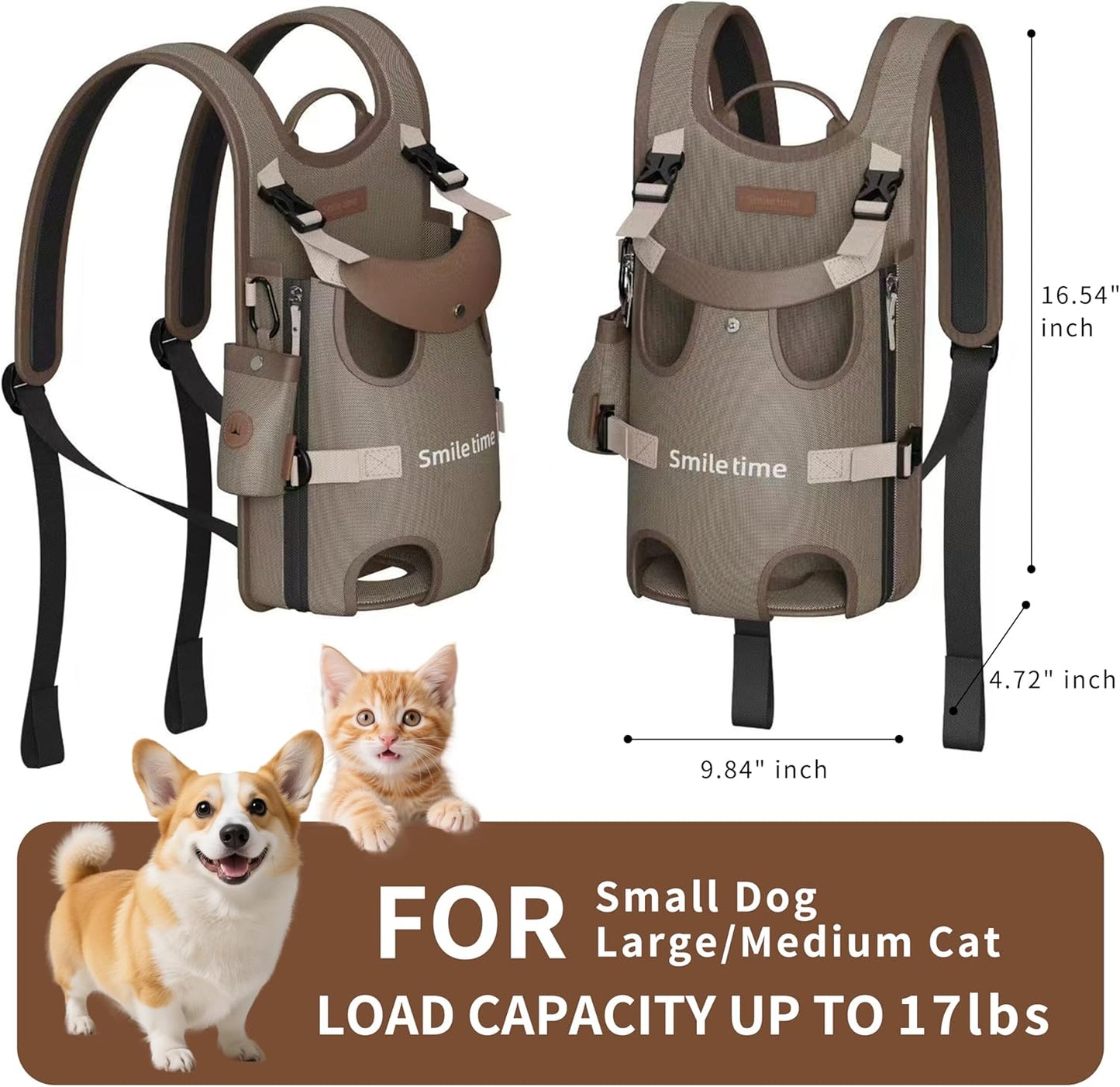 Juicypet X Smiletime medium Size Pet Front Carrier Backpack for Small Dogs & Cats