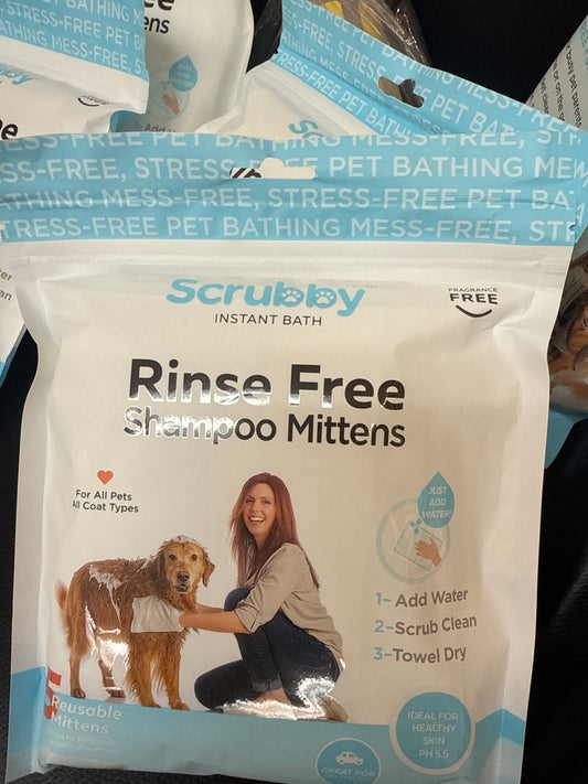 Scrubby rinse free shampoo mittens