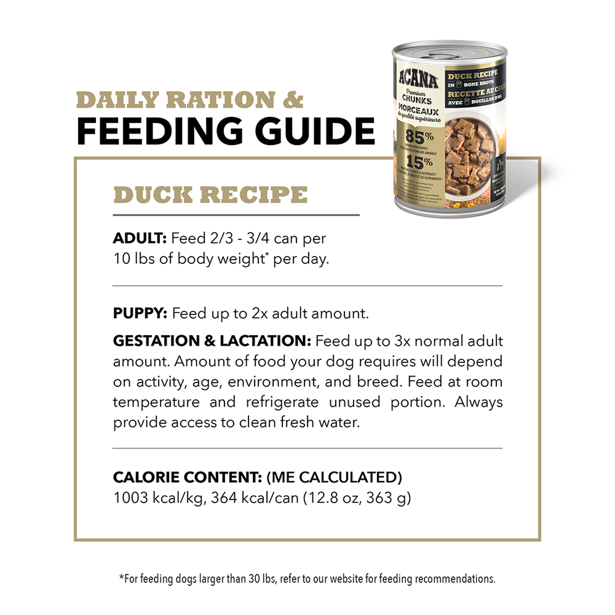ACANA Premium Chunks Duck Recipe in Bone Broth Wet Dog Food – official product image 3