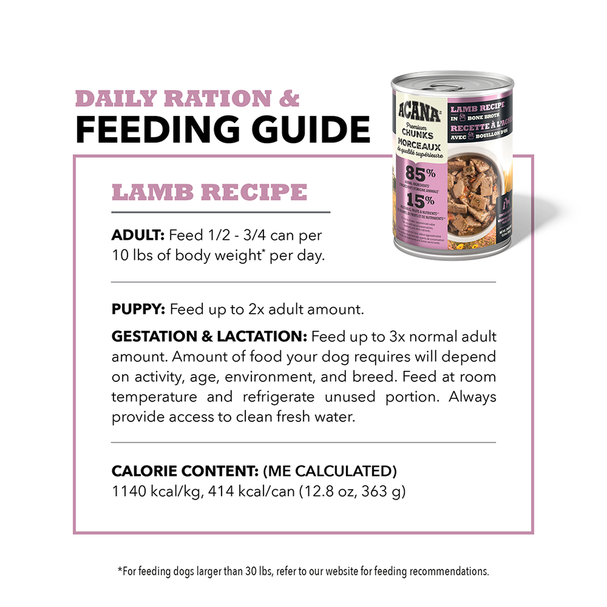 ACANA Premium Chunks Lamb Recipe in Bone Broth Wet Dog Food – official product image 3