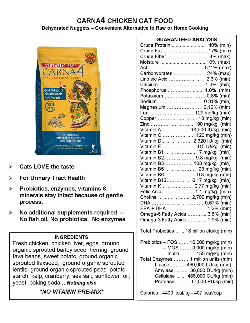 CARNA4 Cat Fresh Chicken Formula Dry Cat Food