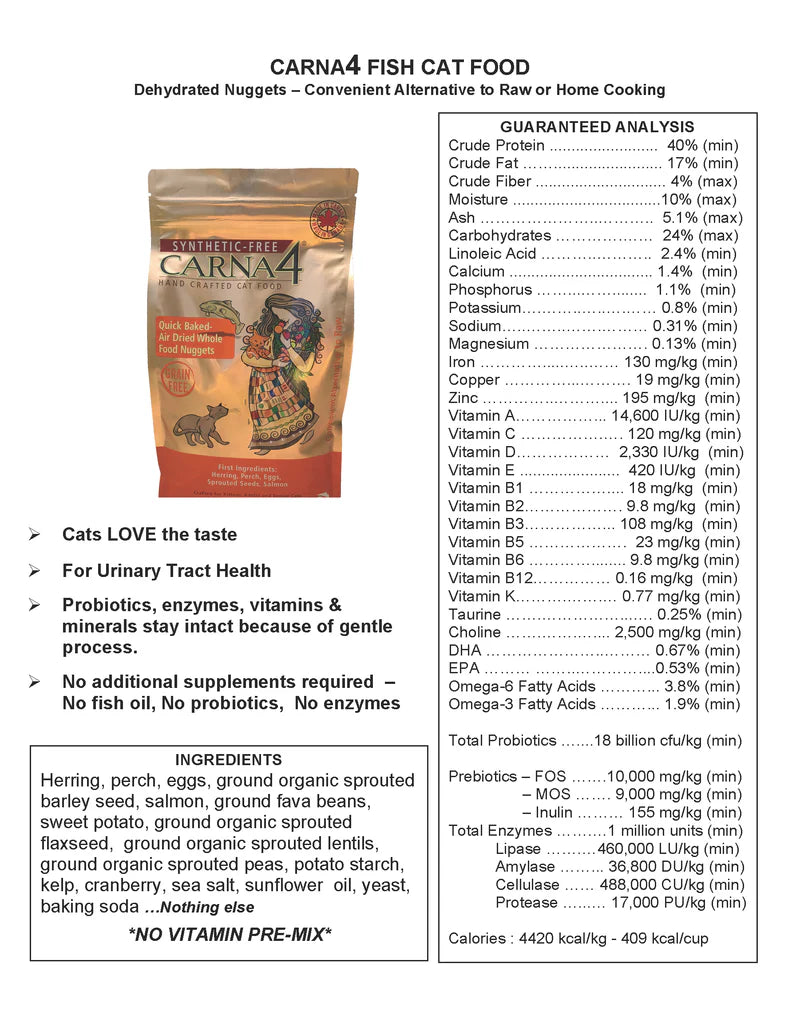 CARNA4 Cat Fresh Fish Formula Dry Cat Food