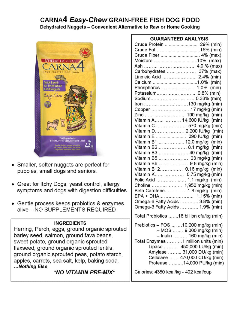 CARNA4 Dog Easy Chew GF Fish Dry Dog Food