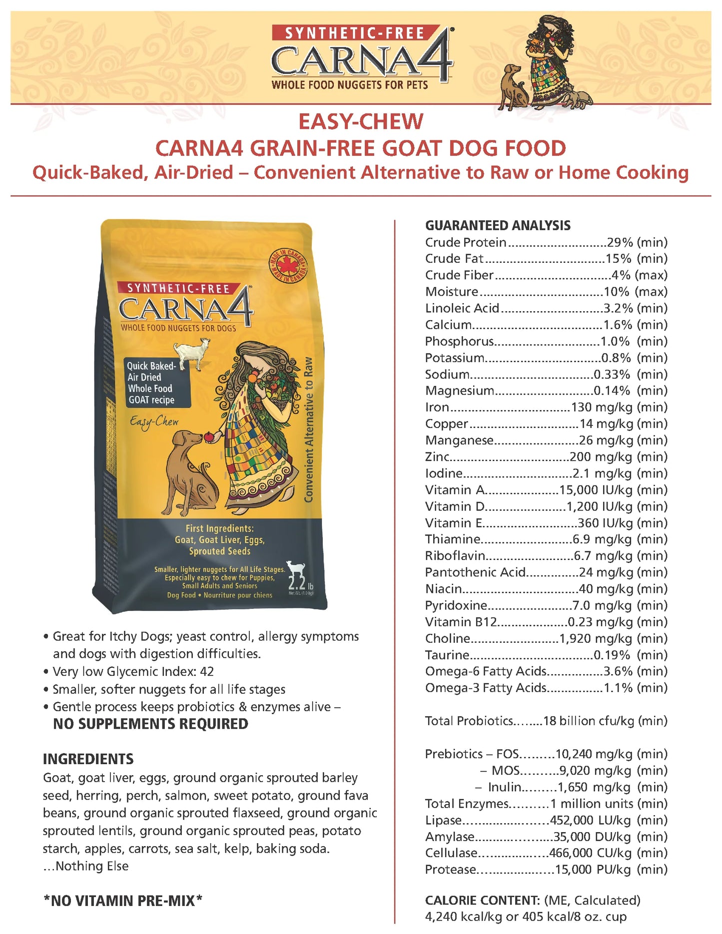 CARNA4 Dog Goat Formula Dry Dog Food