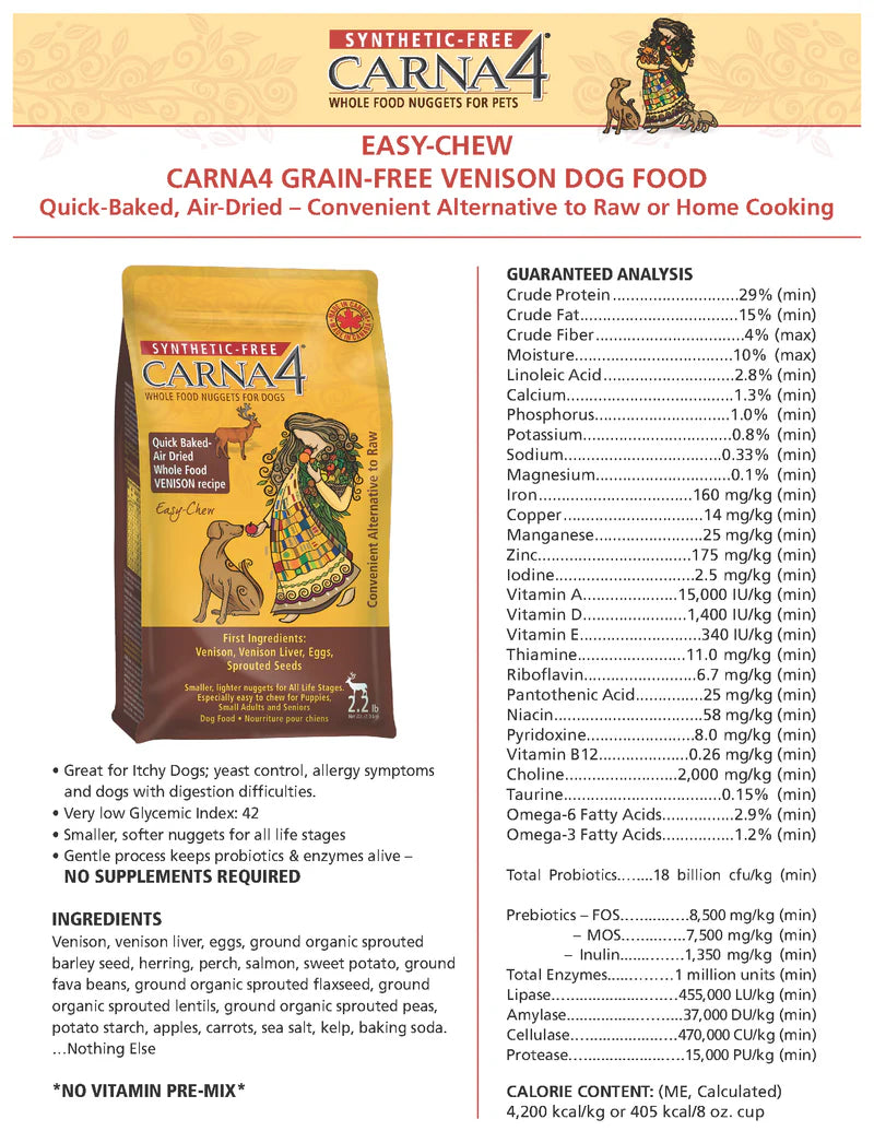 CARNA4 Dog Venison Formula Dry Dog Food