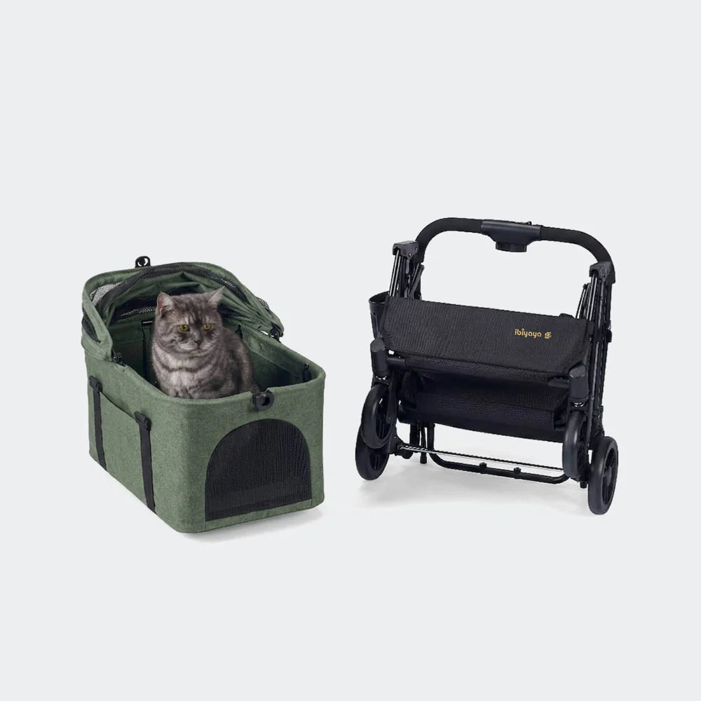 Ibiyaya® Essential - Travois Tri-fold Pet Travel System XL, Pet Stroller with Detachable Carrier