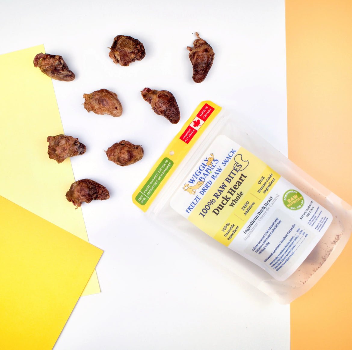 Wiggly babies freeze dried raw snack duck heart 50g