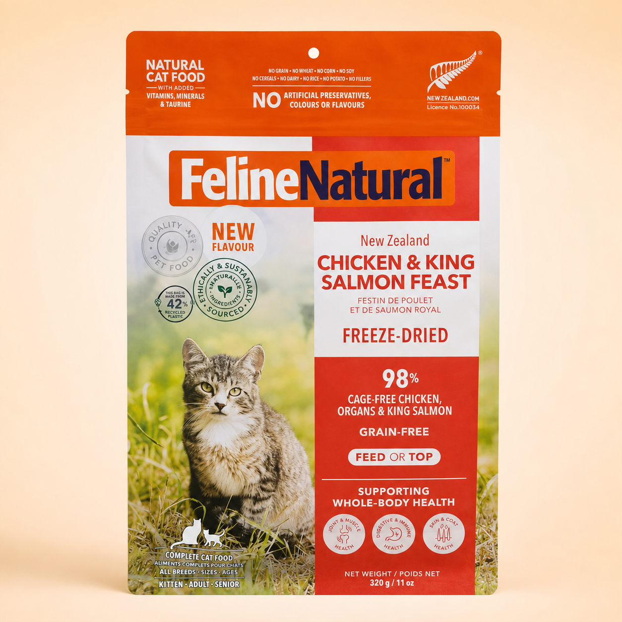 Feline Natural chicken and king salmon freeze dried 3.5oz-11oz