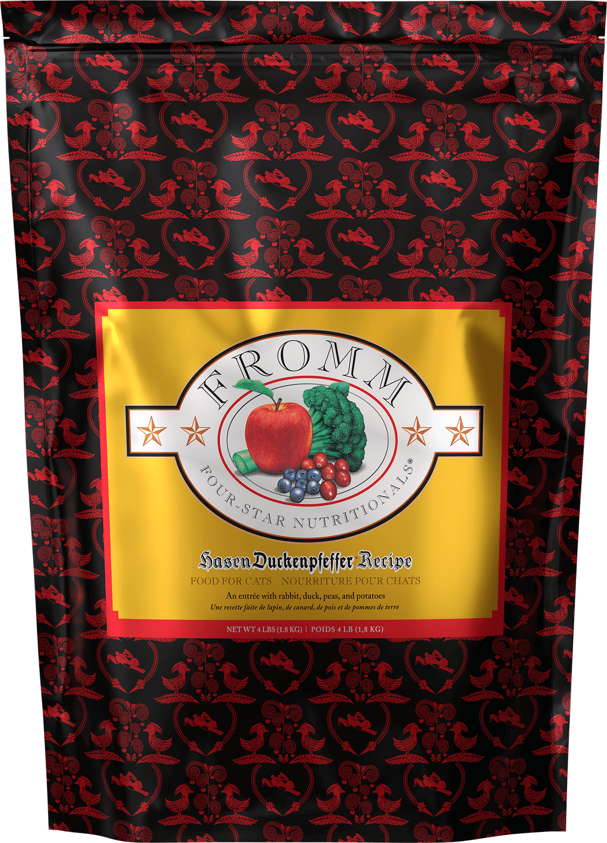 Fromm Four-Star Hasen Duckenpfeffer Recipe Dry Cat Food – 4 lb bag (official manufacturer image)