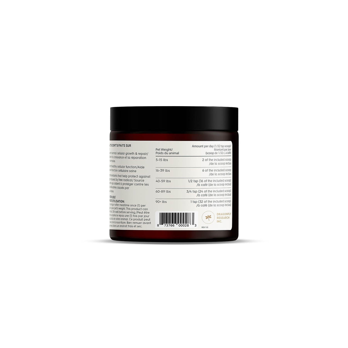 Adored Beast Vital Defense bottle side label