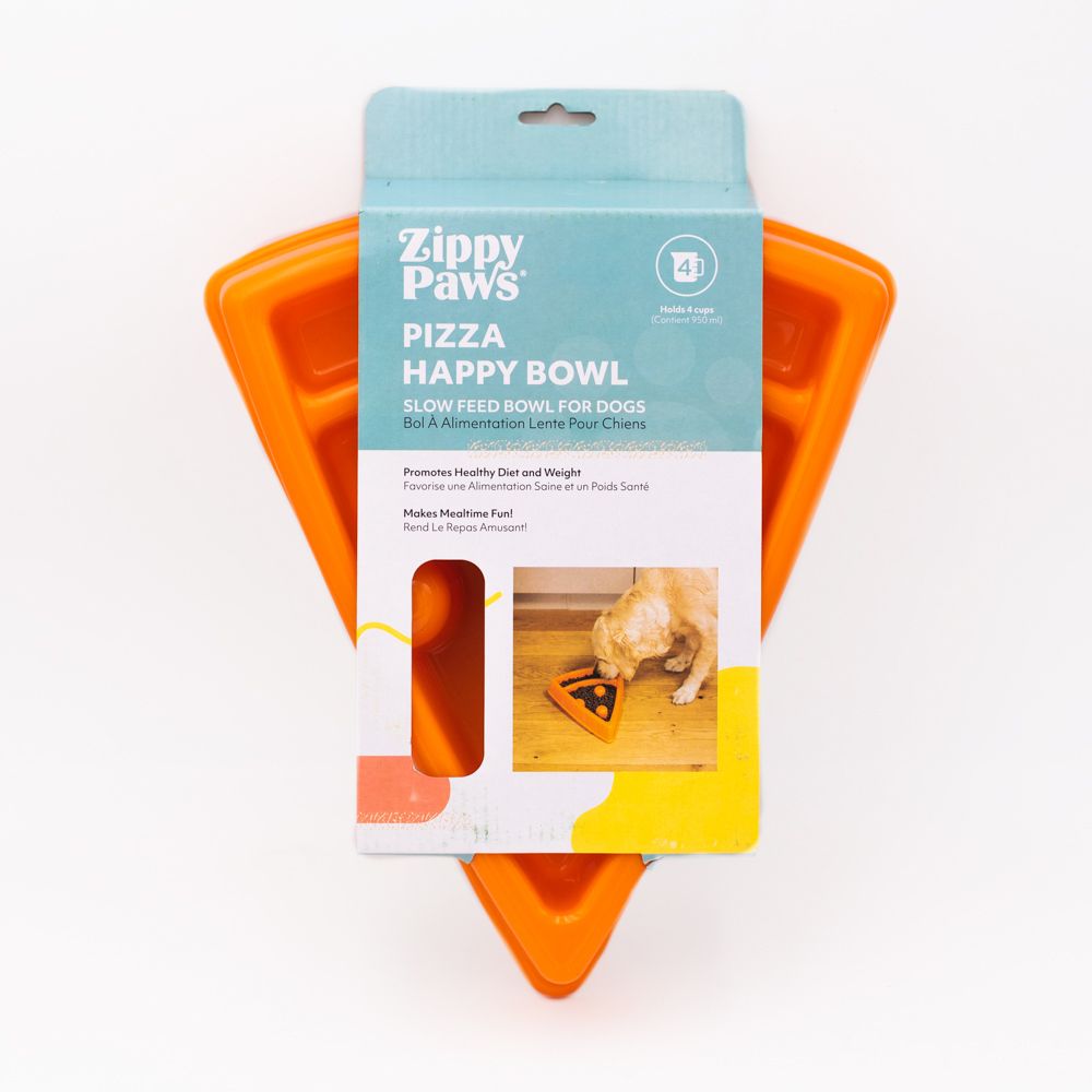 ZippyPaws Happy Bowl Pizza slow feeder in use