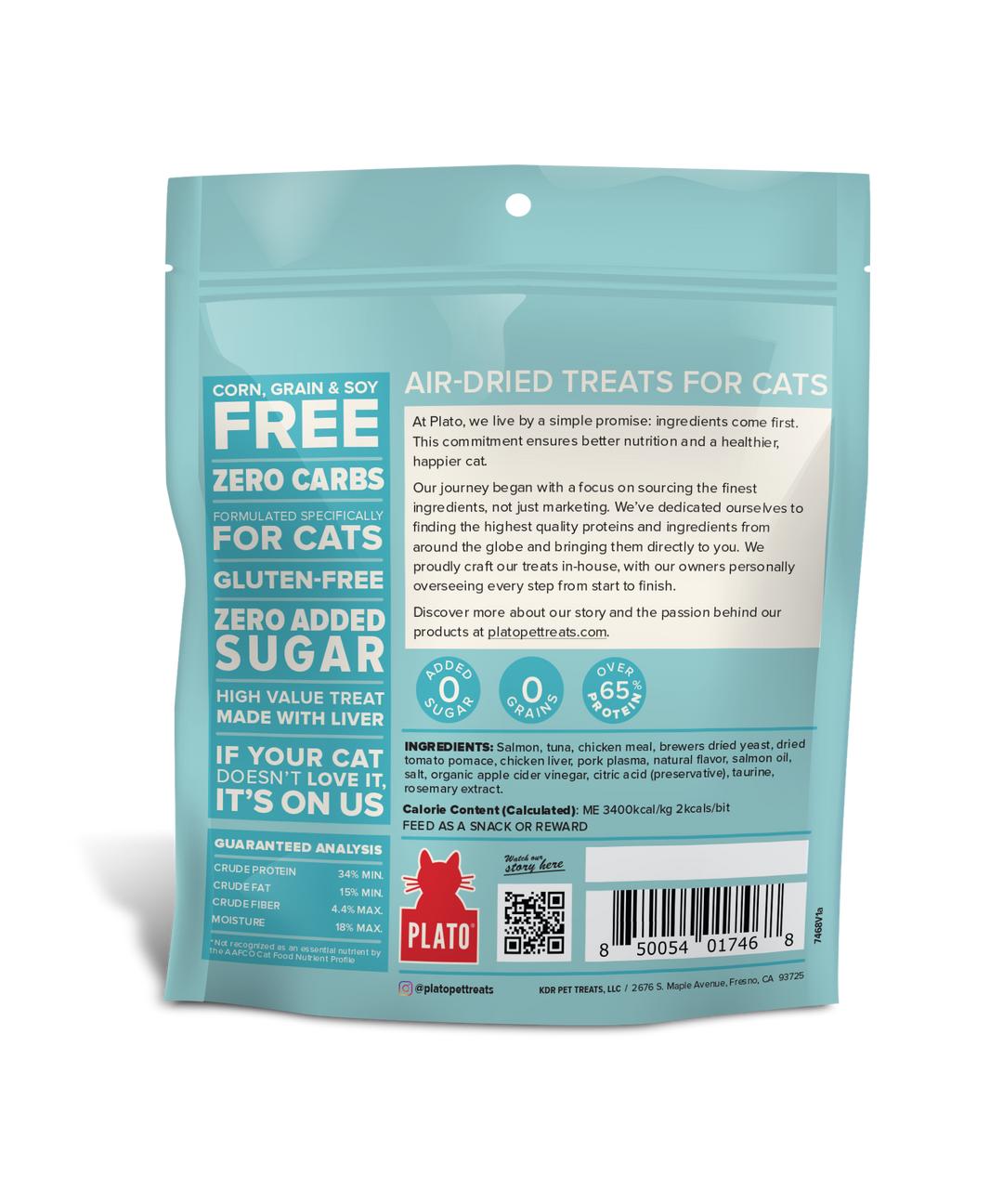 PLATO Air-Dried Cat Treats Tuna & Salmon 2.5oz/71g