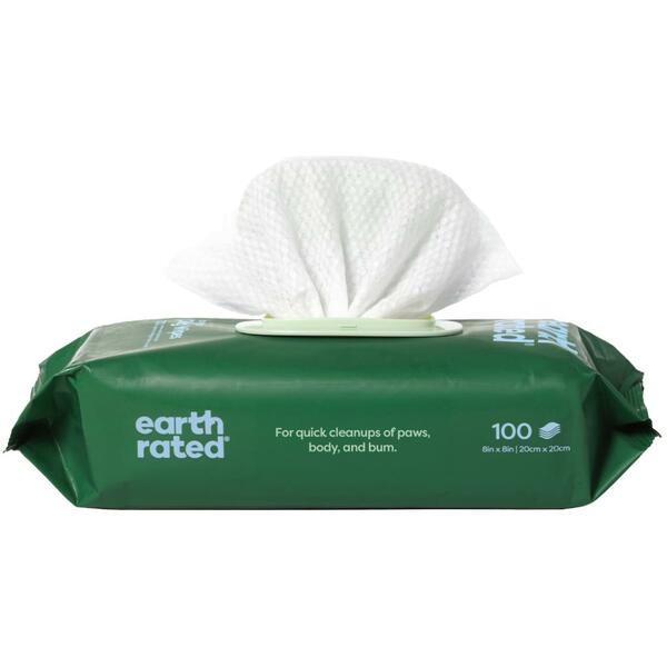 EARTH RATED NEW White Tea & Basil Pet Wipes 100PK