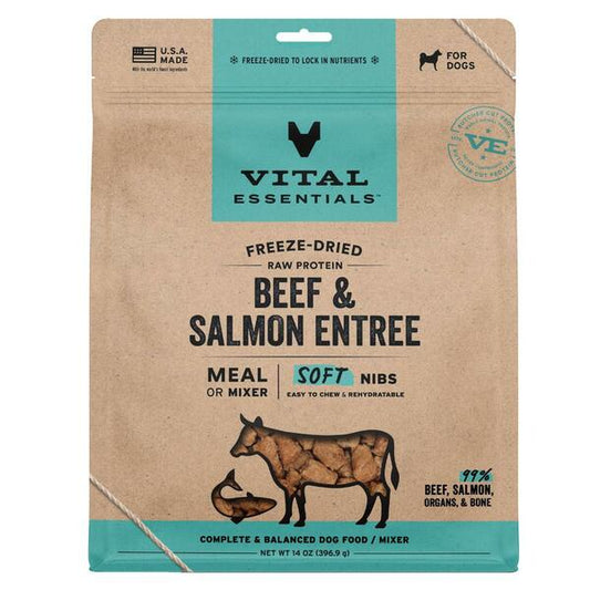 Vital Essential Raw Beef & Salmon Entree&Mixer Soft Nibs