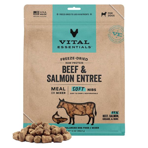 Vital Essential Raw Beef & Salmon Entree&Mixer Soft Nibs