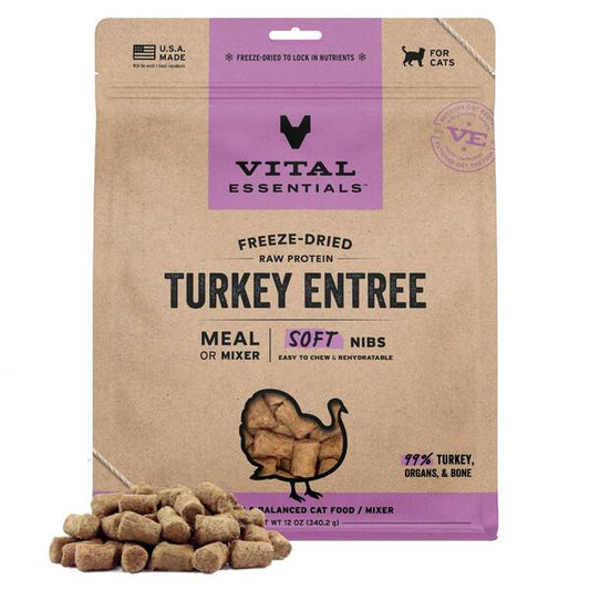 Vital Essential FD Raw Turkey Entree&Mixer Soft Nibs 12OZ | Cat