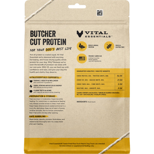 VITAL ESSENTIALS FD Raw Duck Hearts Treats 10OZ
