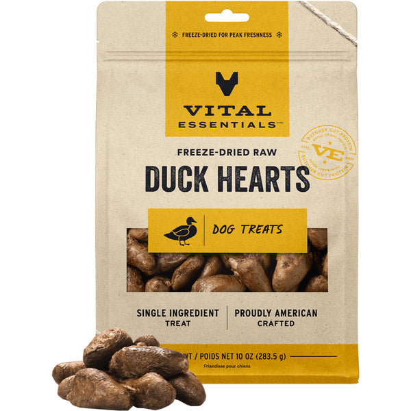 VITAL ESSENTIALS FD Raw Duck Hearts Treats 10OZ