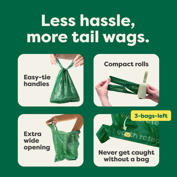 EARTH RATED Scented Handle Refill Bags Lavender | 8 Rolls 120 Bags