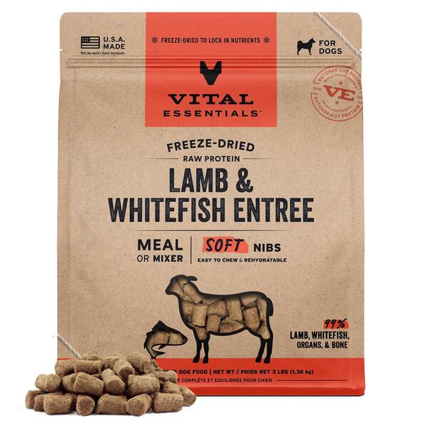 Vital Essentials Raw Lamb & Whitefish Entree & Mixer Soft Nibs Dog Food