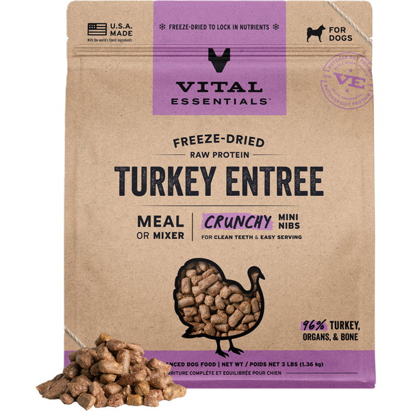 Vital Essential FD Raw Turkey Entree&Mixer Mini Nibs 3LB
