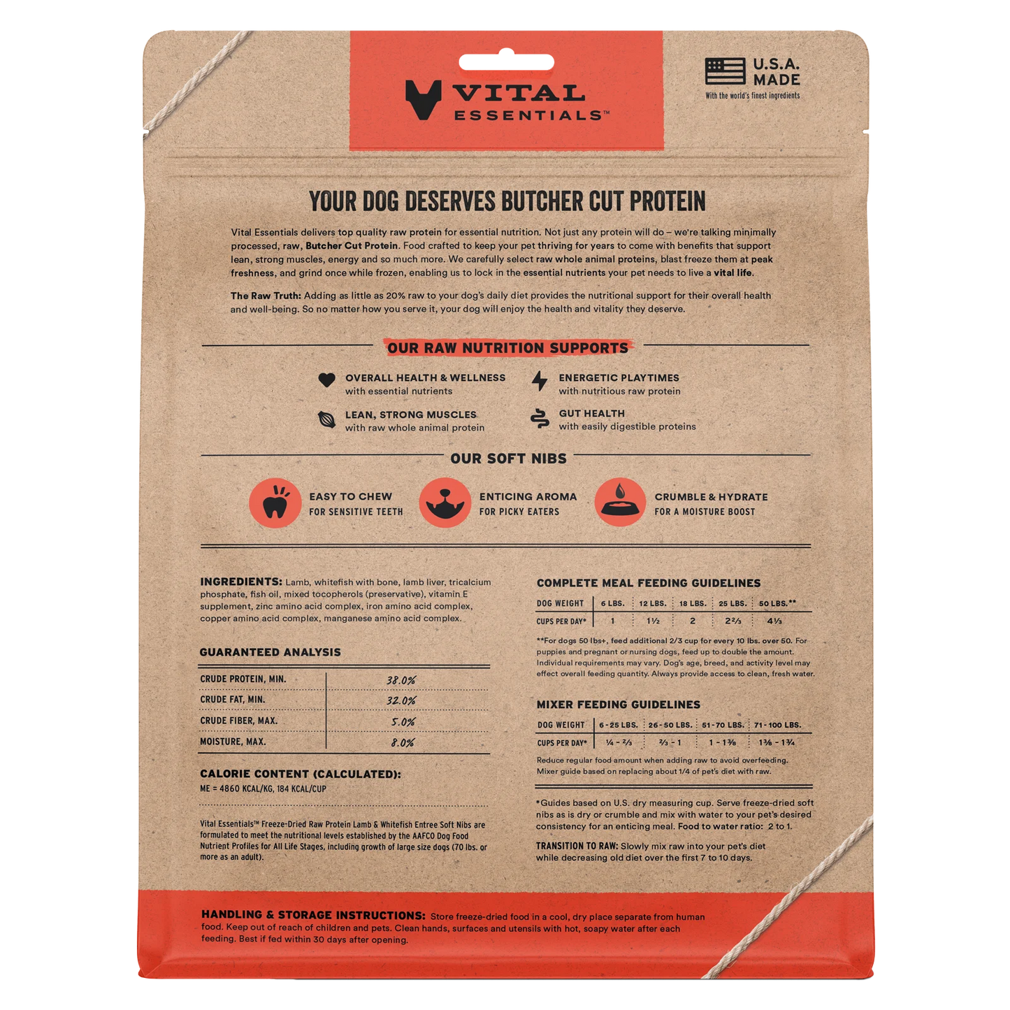 Vital Essential Raw Lamb & Whitefish Entree&Mixer Soft Nibs 14OZ