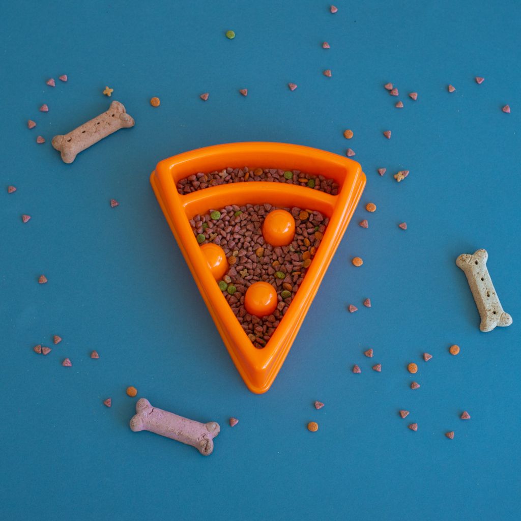 ZippyPaws Happy Bowl Pizza filled with kibble