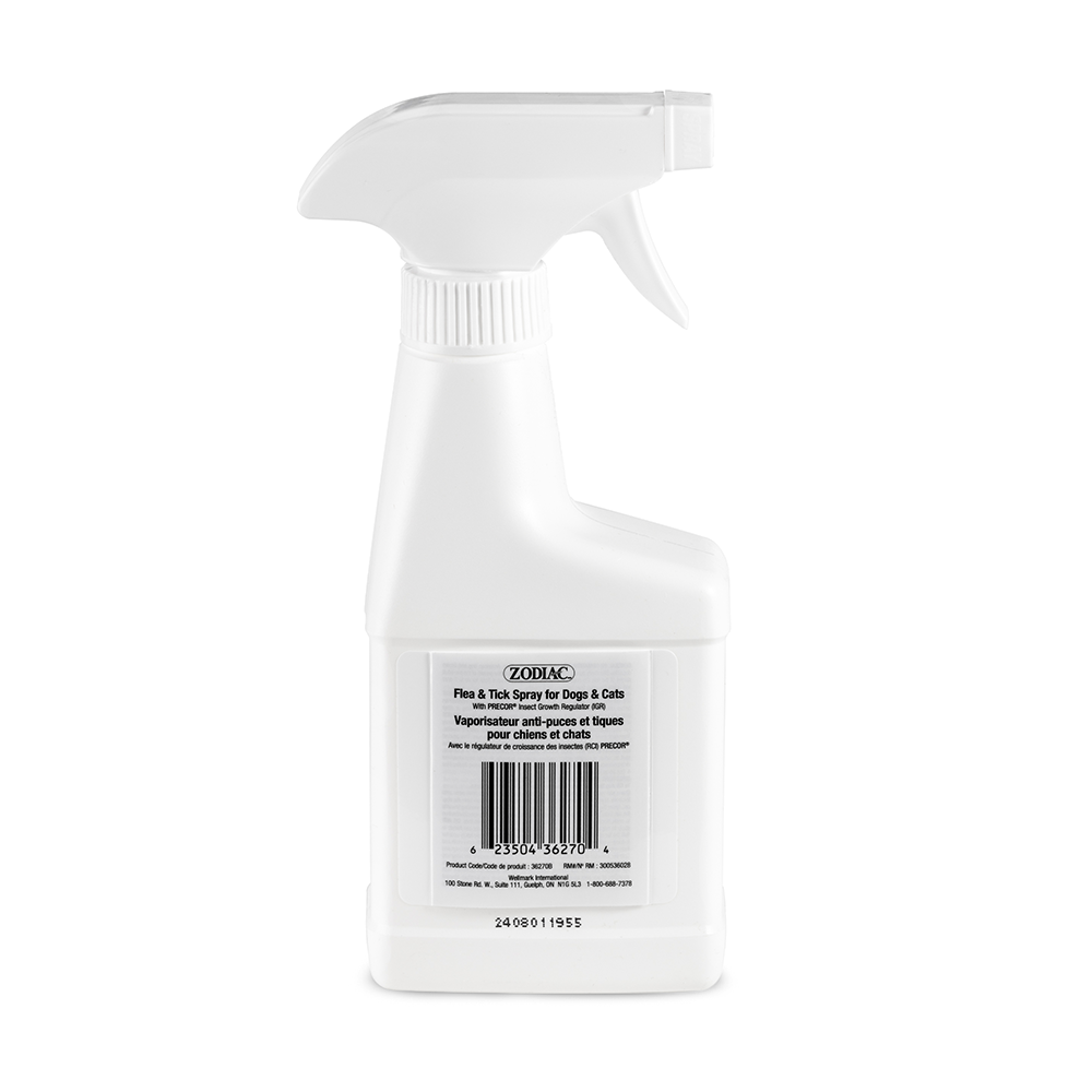Zodiac Flea & Tick Spray for Dogs and Cats 236 mL back label