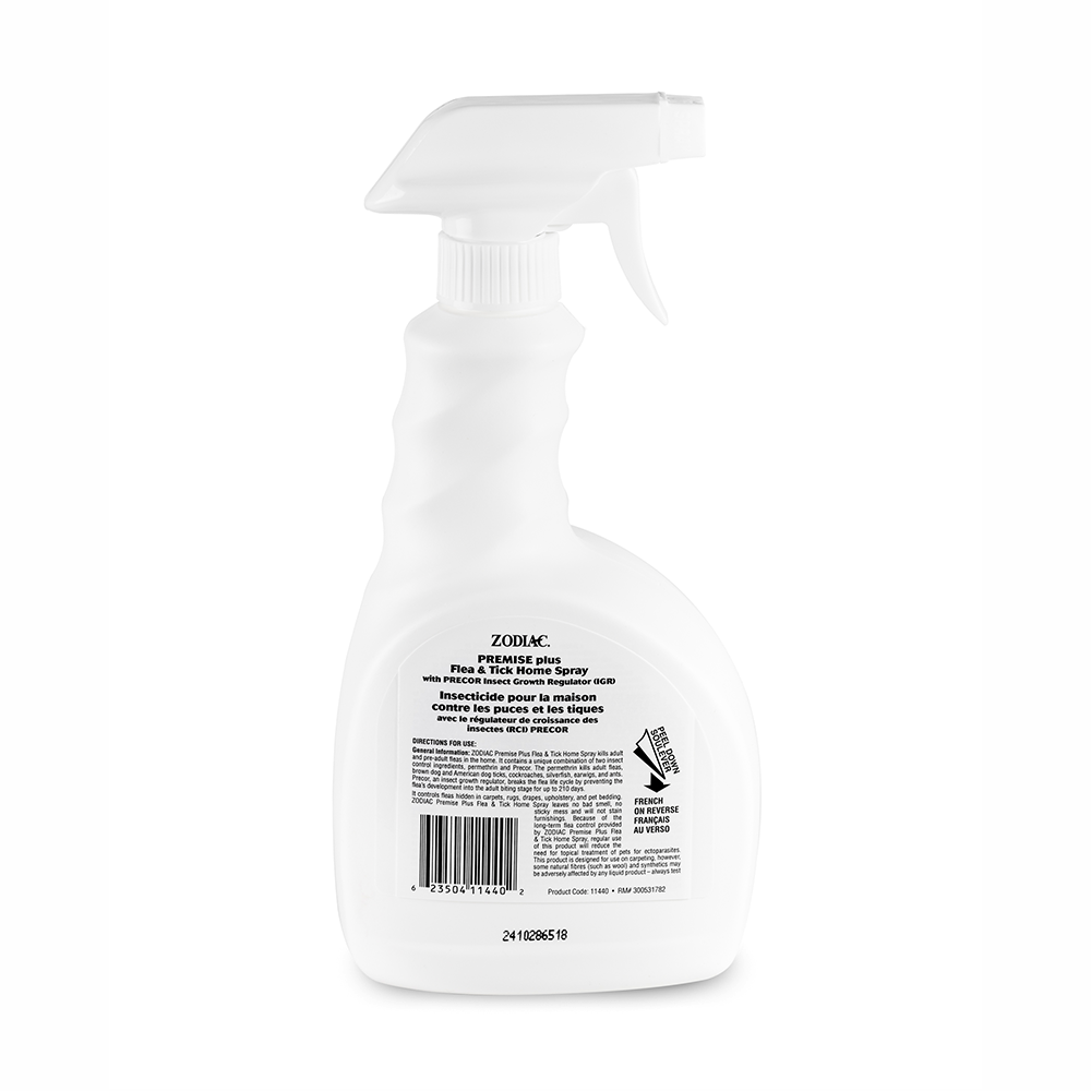 Zodiac Premise PLUS Flea & Tick Home Spray 710 mL back label