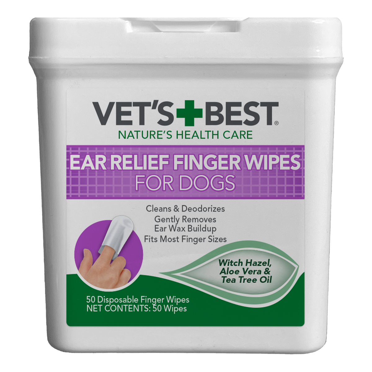 Vet's Best Ear Relief Finger Wipes for Dogs 50 count front
