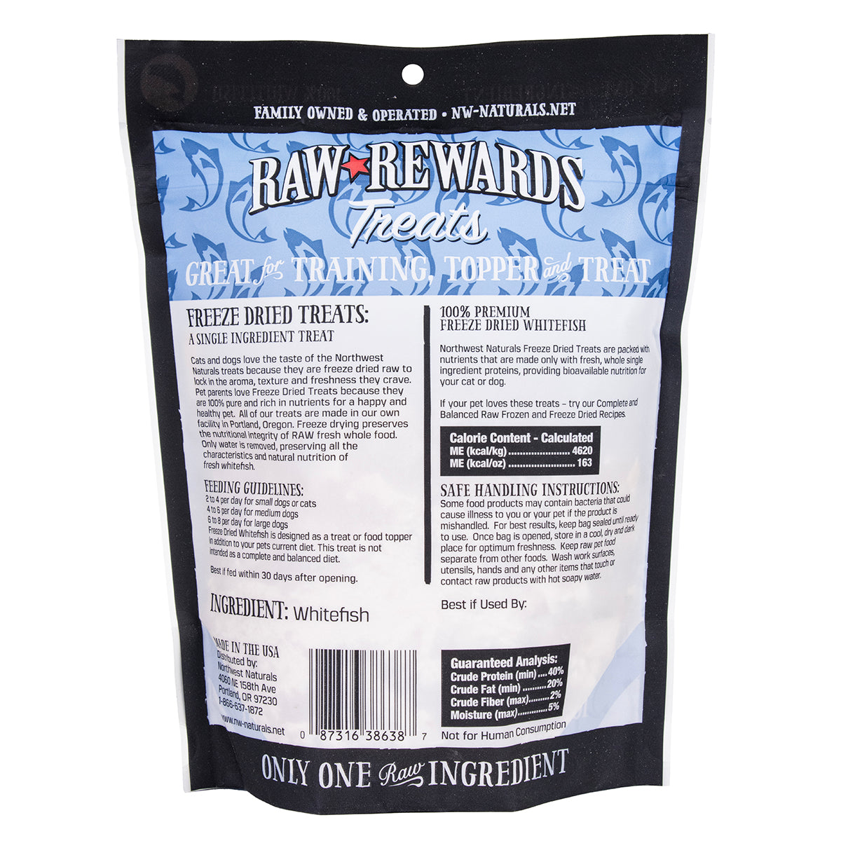 NORTHWEST NATURALS Whitefish Treats - 2.5oz Freeze Dried Treat