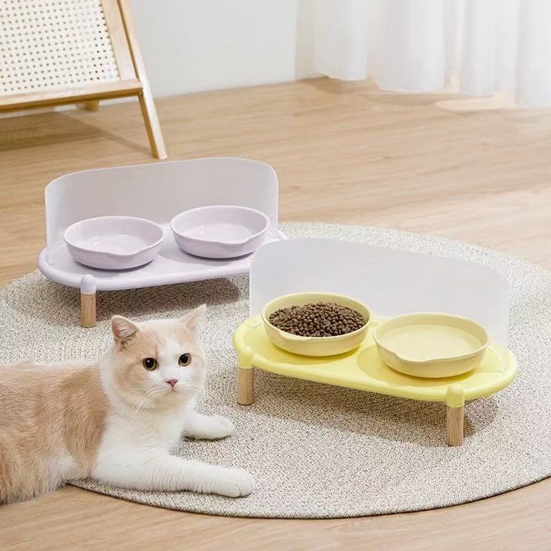 Mango PET FEEDING STAND WITH GUARD双泡泡碗