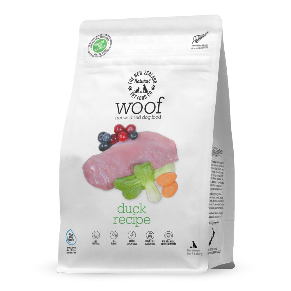 WOOF Duck Freeze Dried Dog Food 1 kg bag