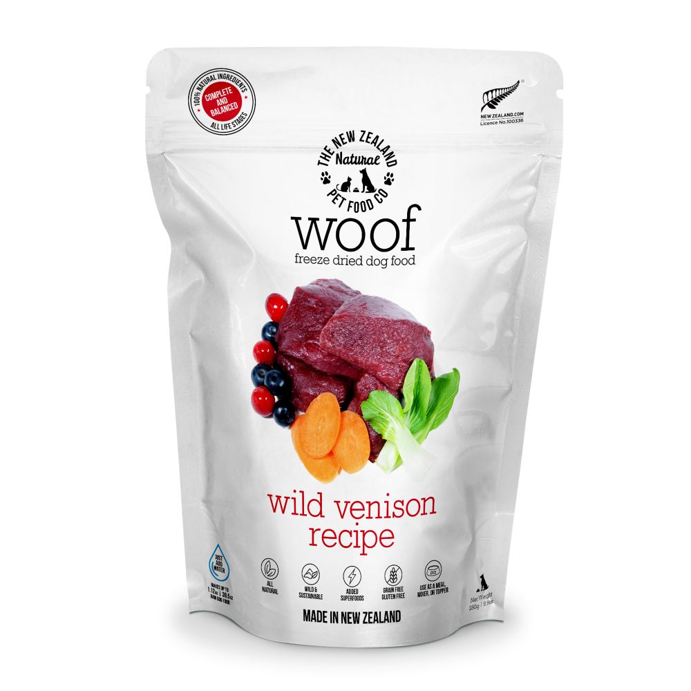 WOOF Wild Venison Freeze Dried Dog Food 280 g bag